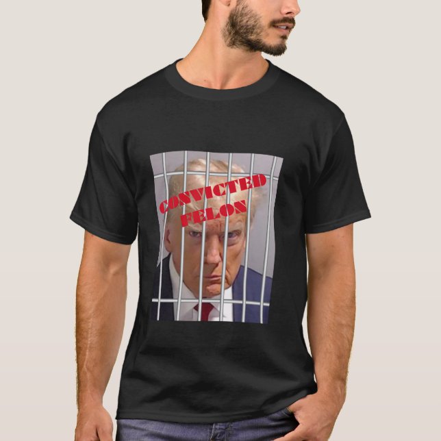 Donald Trump Convicted Felon Behind Bars Long Slee T-Shirt (Front)