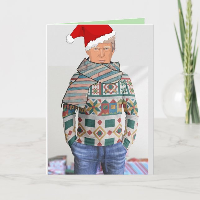 DONALD TRUMP en chandail de Noël Cartes de voeux (Devant)