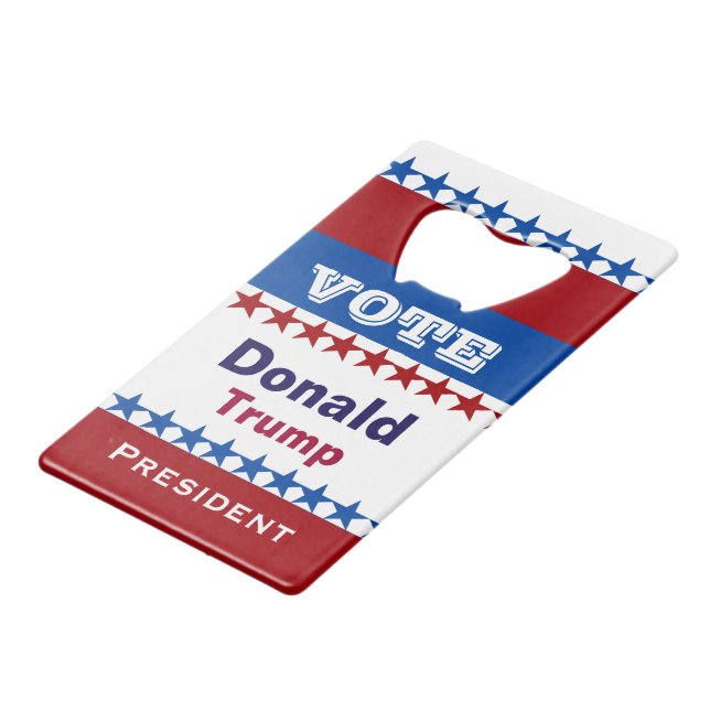 Donald Trump for President 2016 Credit Card Bottle Opener (Front Angled)