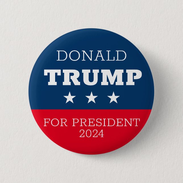 Donald Trump For President 2024 2 Inch Round Button (Front)