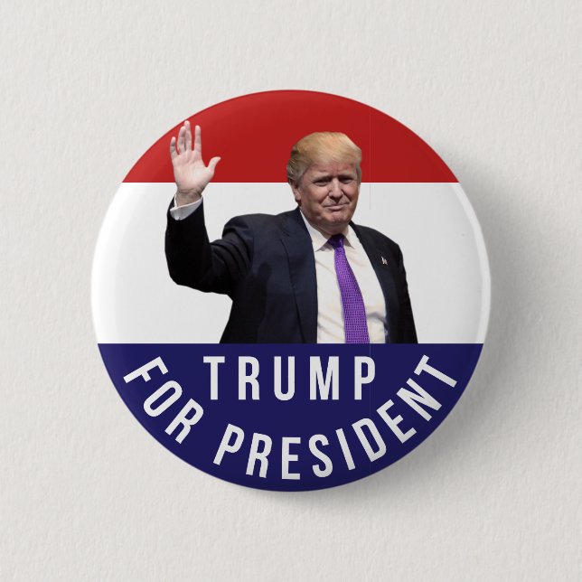 Donald Trump for President Photo Retro Button (Front)