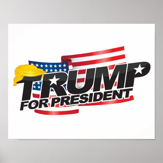 Donald Trump For President (with hair) Poster (Front)