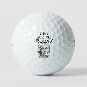 DONALD TRUMP FUNNY GOLF BALLS ROLLIN'