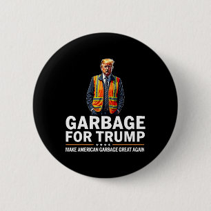 Donald Trump Garbage Orange Reflective Safety Vest 2 Inch Round Button