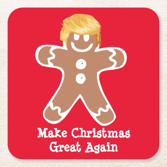 Donald Trump Gingerbread man  Square Paper Coaster (Front)
