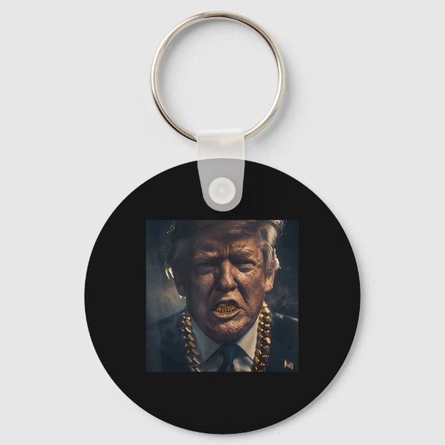 Donald Trump Gold Grillz  Keychain (Front)