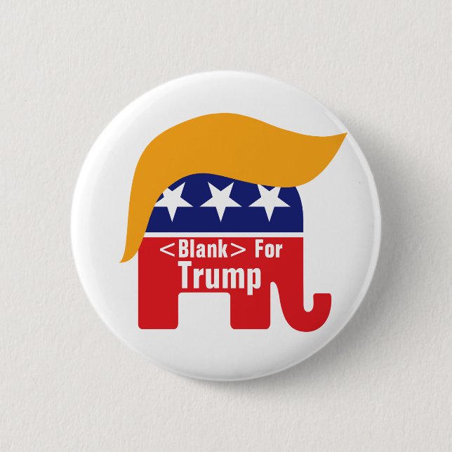 Donald Trump GOP Elephant Hair - Add Custom Text 2 Inch Round Button (Front)