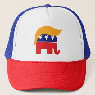Donald Trump GOP Republican Elephant Hair Logo Trucker Hat