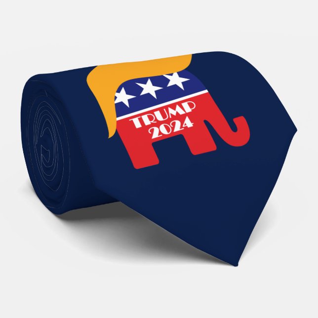 Donald Trump Hair GOP Elephant Logo 2024 Cravate (Roulé)