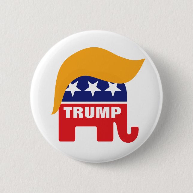 Donald Trump Hair GOP Elephant Logo 2 Inch Round Button (Front)