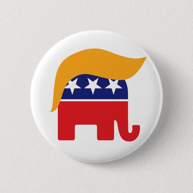 Donald Trump Hair GOP Elephant Logo 2 Inch Round Button (Front)