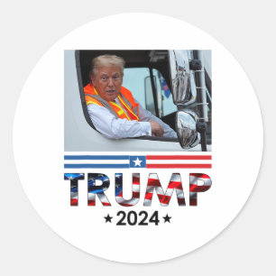 Donald Trump In Garbyge Truck Team Garge For Trump Classic Round Sticker