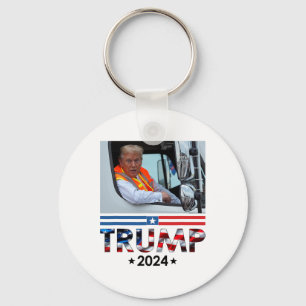 Donald Trump In Garbyge Truck Team Garge For Trump Keychain