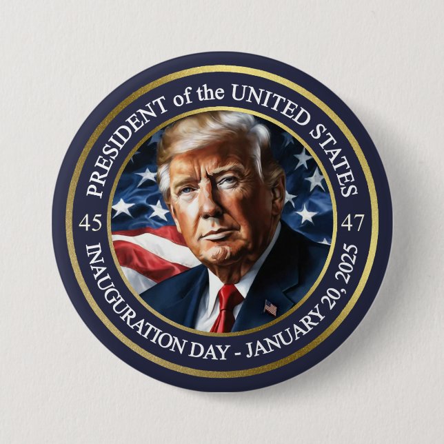 Donald Trump Inauguration Day GOP Commemorative 3 Inch Round Button (Front)