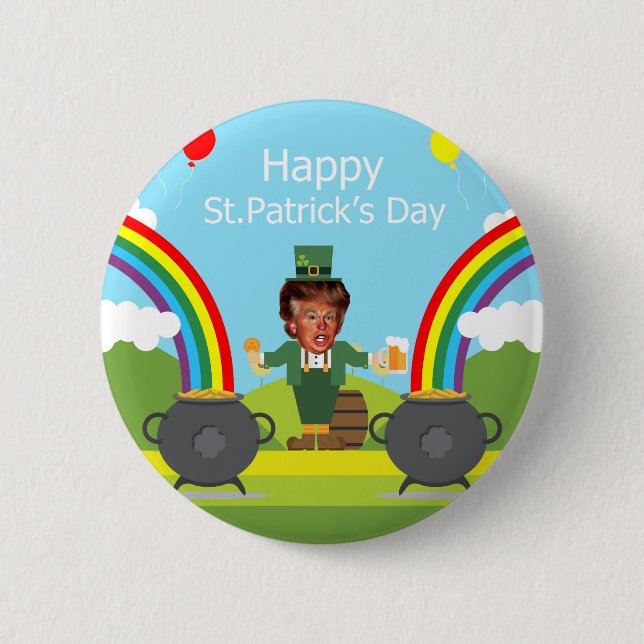 donald trump leprechaun 2 inch round button (Front)