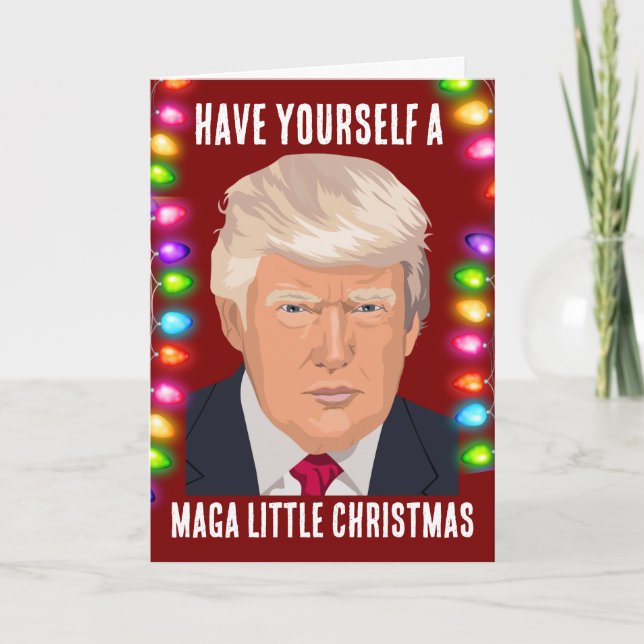  DONALD TRUMP MAGA LITTLE Christmas Greeting card (Front)