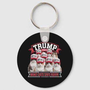 Donald Trump Make Cats Safe Again 2024 Debate  Keychain