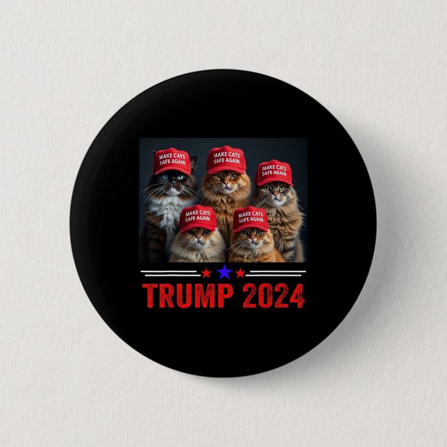 Donald Trump Make Cats Safe Again Red Hat 2024 Deb 2 Inch Round Button (Front)