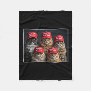 Donald Trump Make Cats Safe Again Red Hat 2024 Deb Fleece Blanket