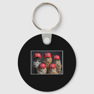 Donald Trump Make Cats Safe Again Red Hat 2024 Deb Keychain