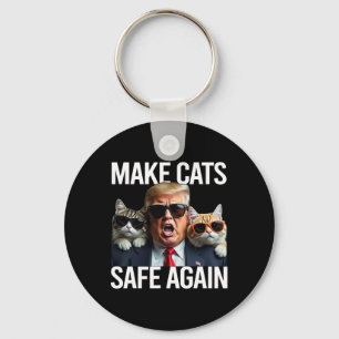 Donald Trump Make Cats Safe Again Red Hat 2024 Deb Keychain