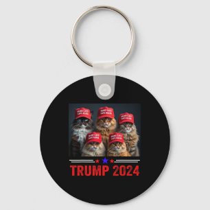 Donald Trump Make Cats Safe Again Red Hat 2024 Deb Keychain