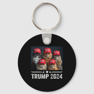 Donald Trump Make Cats Safe Again Red Hat 2024 Deb Keychain