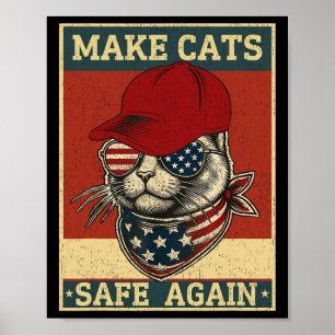 Donald Trump Make Cats Safe Again Red Hat 2024 Deb Poster