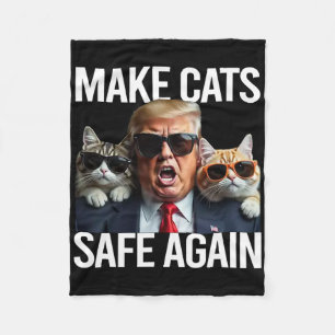 Donald Trump Make Cats Safe Again Red Hat 2024 Det Fleece Blanket