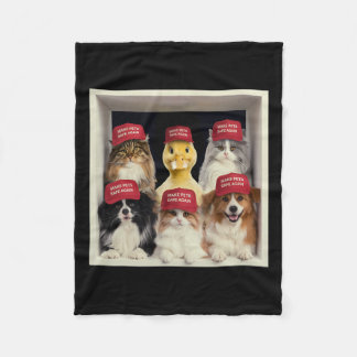 Donald Trump Make Pets Safe Again Red Hat 2024 Deb Fleece Blanket
