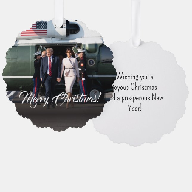 Donald Trump & Melania Military Christmas Custom Ornament Card (Front/Back)