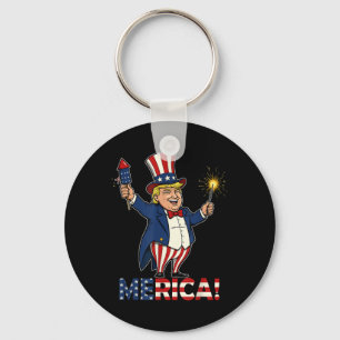 Donald Trump Merica 4th Of July Fireworks Patrioti Keychain