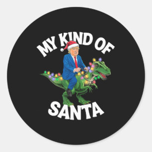 Donald Trump Merry Christmas Dinosaur Xmas T-rex  Classic Round Sticker