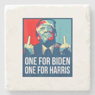 Donald Trump Middle Finger Biden Harris America Re Stone Coaster
