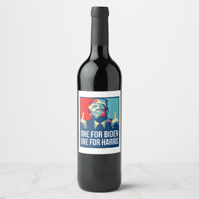 Donald Trump Middle Finger Biden Harris America Re Wine Label (Front)