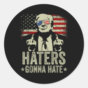  Donald Trump Middle Finger Classic Round Sticker