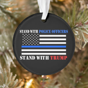 Donald Trump Mike Pence Stand with Police Officers Ornament