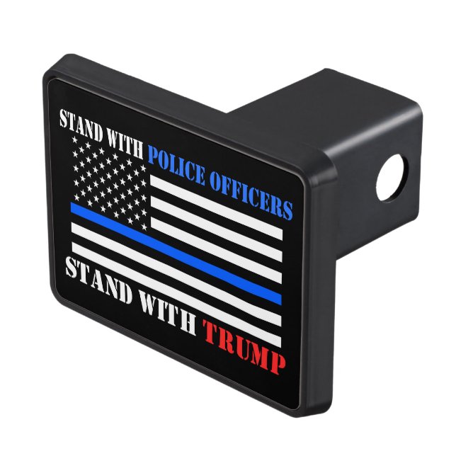 Donald Trump Mike Pence Stand with Police Officers Trailer Hitch Cover (Top Right)