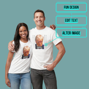 Donald Trump Mug Shot Lock Him Up Colour T-Shirt