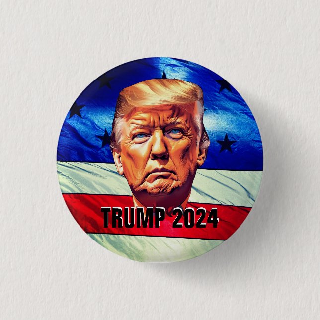 Donald Trump & Old Glory 1 Inch Round Button (Front)