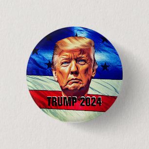 Donald Trump & Old Glory 1 Inch Round Button
