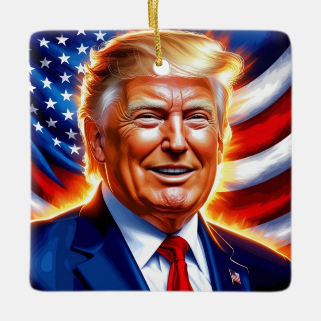Donald Trump - Ornement de Noël du drapeau américa (Devant)