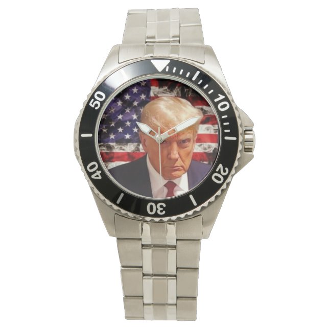 Donald Trump Patriotic Mugshot Art Watch (Front)