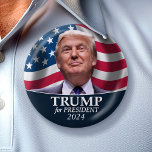 Donald Trump Photo - President 2024 3 Inch Round Button<br><div class="desc">A classic design featuring a picture of the man running for president. He is running in the 2024 election in the Republican Primary. Original photograph taken by Gauge Skidmore, </div>