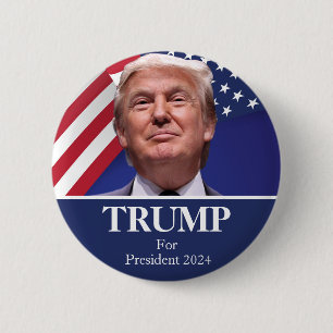 Donald Trump Photo - President 2024 Pinback 2 Inch Round Button