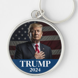 Donald Trump Photo - President -enough said Pinbak Keychain