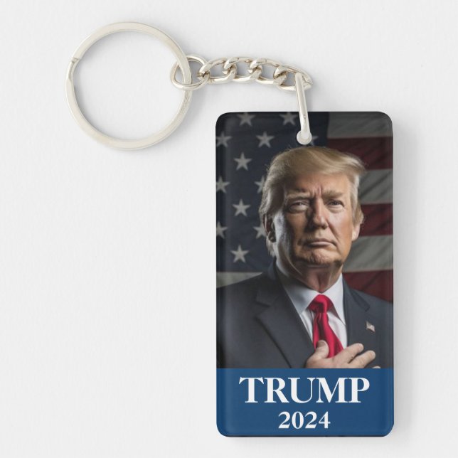 Donald Trump Photo - Trump 2024 Keep America Great Keychain (Front)