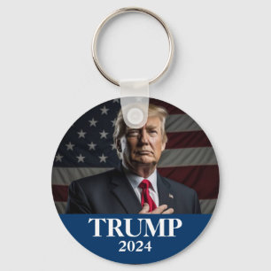 Donald Trump Photo - Trump 2024 Keep America Great Keychain