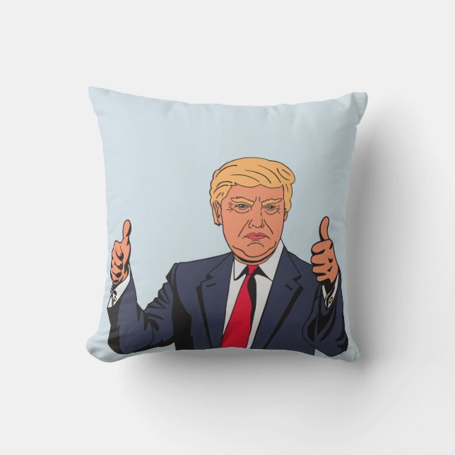 DONALD TRUMP Pillows, Thumbs up Throw Pillow (Front)