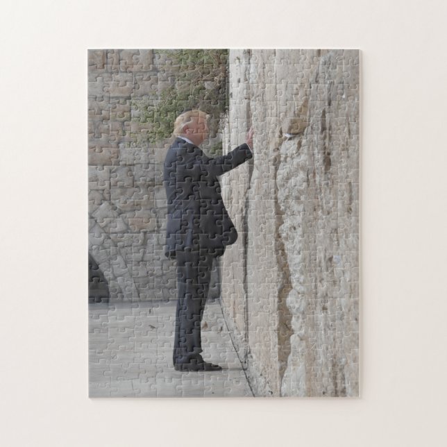 Donald Trump Places Note In Western Wall Jigsaw Puzzle (Vertical)